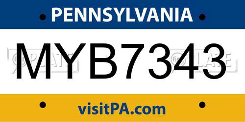 MYB7343 Pennsylvania License Plate