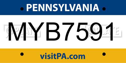 MYB7591 Pennsylvania License Plate