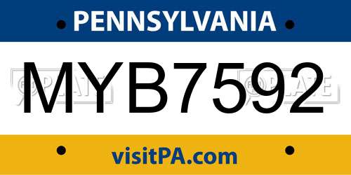 MYB7592 Pennsylvania License Plate