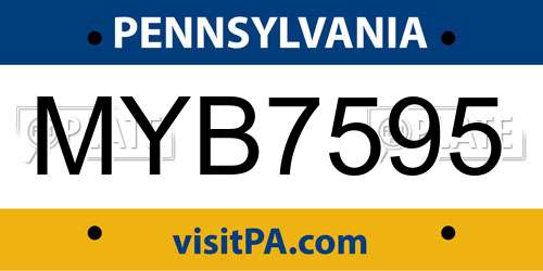 MYB7595 Pennsylvania License Plate