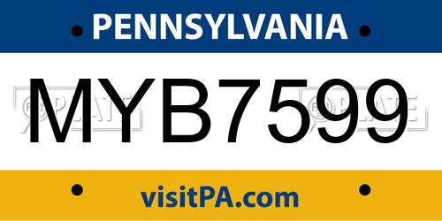 MYB7599 Pennsylvania License Plate