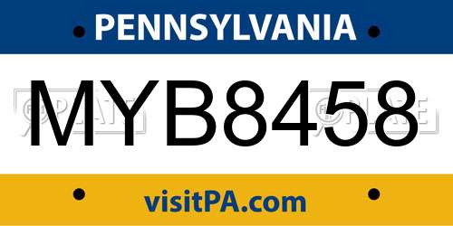 MYB8458 Pennsylvania License Plate