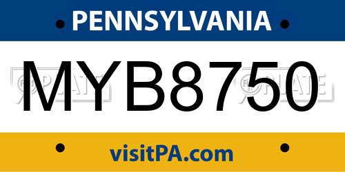 MYB8750 Pennsylvania License Plate
