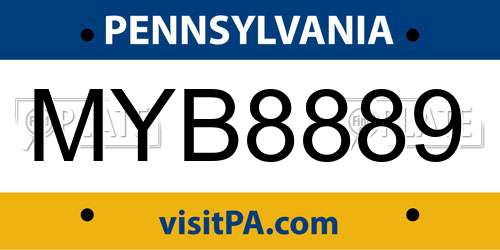 MYB8889 Pennsylvania License Plate