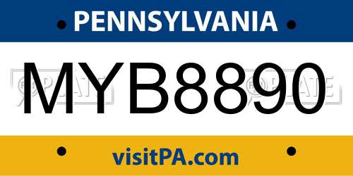 MYB8890 Pennsylvania License Plate