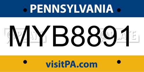 MYB8891 Pennsylvania License Plate