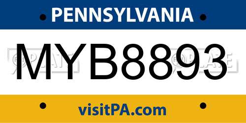 MYB8893 Pennsylvania License Plate