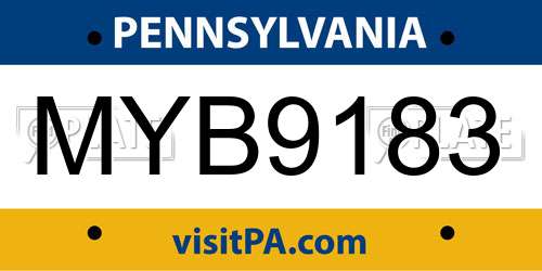 MYB9183 Pennsylvania License Plate