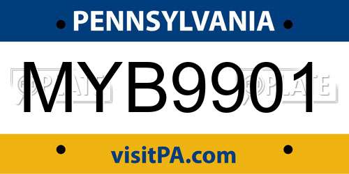 MYB9901 Pennsylvania License Plate