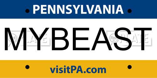 MYBEAST Pennsylvania License Plate