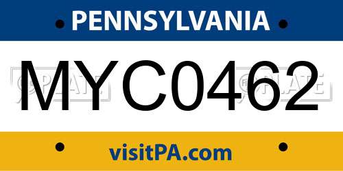 MYC0462 Pennsylvania License Plate