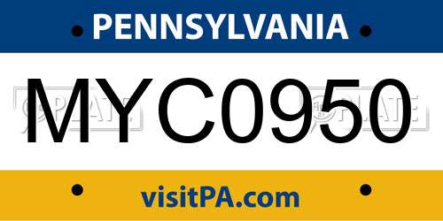 MYC0950 Pennsylvania License Plate