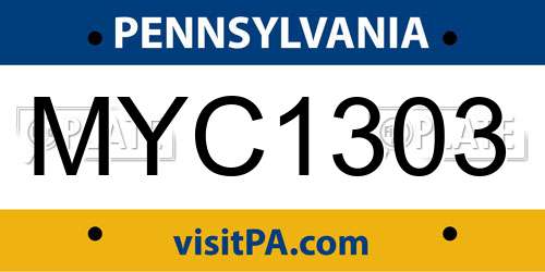 MYC1303 Pennsylvania License Plate