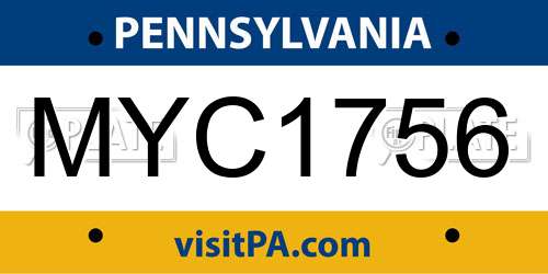 MYC1756 Pennsylvania License Plate