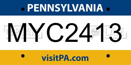 MYC2413 Pennsylvania License Plate