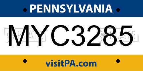 MYC3285 Pennsylvania License Plate