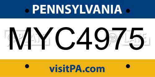 MYC4975 Pennsylvania License Plate