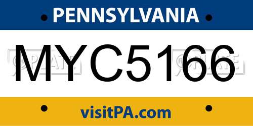 MYC5166 Pennsylvania License Plate