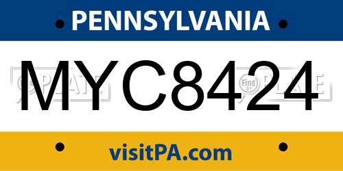 MYC8424 Pennsylvania License Plate