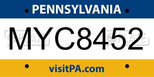 MYC8452 Pennsylvania License Plate