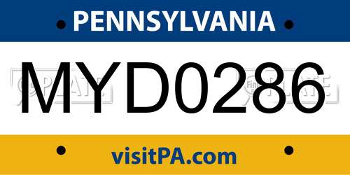 MYD0286 Pennsylvania License Plate