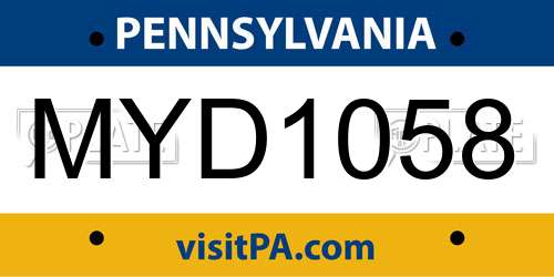 MYD1058 Pennsylvania License Plate