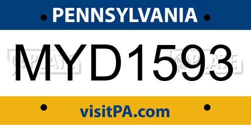 MYD1593 Pennsylvania License Plate