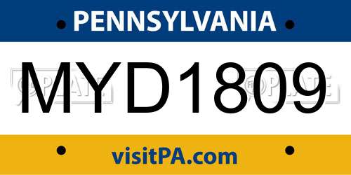 MYD1809 Pennsylvania License Plate