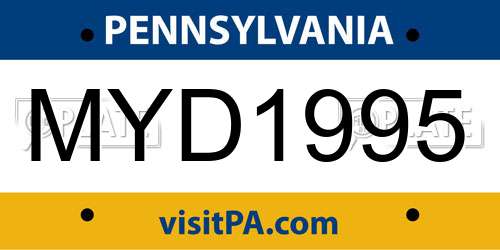 MYD1995 Pennsylvania License Plate
