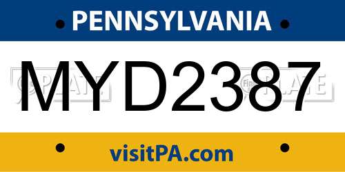 MYD2387 Pennsylvania License Plate
