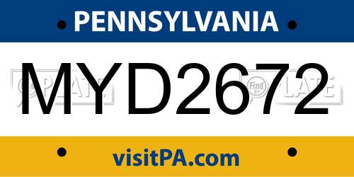 MYD2672 Pennsylvania License Plate