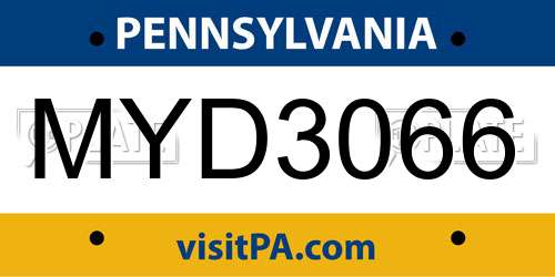 MYD3066 Pennsylvania License Plate