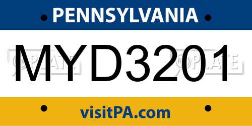 MYD3201 Pennsylvania License Plate
