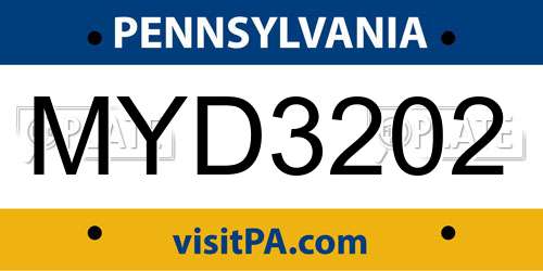 MYD3202 Pennsylvania License Plate