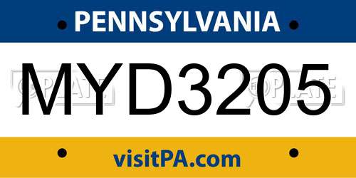 MYD3205 Pennsylvania License Plate