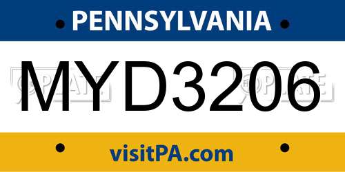 MYD3206 Pennsylvania License Plate