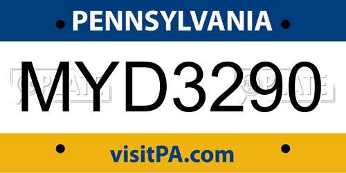 MYD3290 Pennsylvania License Plate