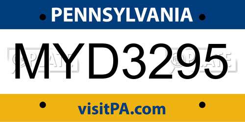 MYD3295 Pennsylvania License Plate
