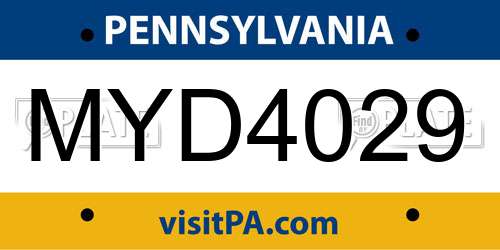MYD4029 Pennsylvania License Plate
