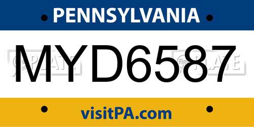 MYD6587 Pennsylvania License Plate