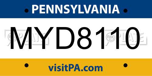 MYD8110 Pennsylvania License Plate