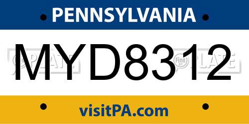 MYD8312 Pennsylvania License Plate