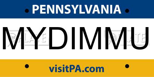 MYDIMMU Pennsylvania License Plate