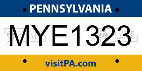 MYE1323 Pennsylvania License Plate