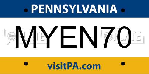 MYEN70 Pennsylvania License Plate