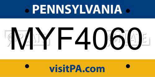 MYF4060 Pennsylvania License Plate