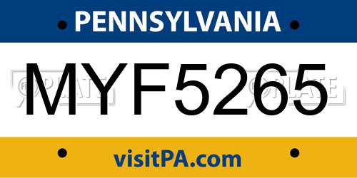 MYF5265 Pennsylvania License Plate