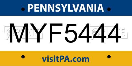 MYF5444 Pennsylvania License Plate