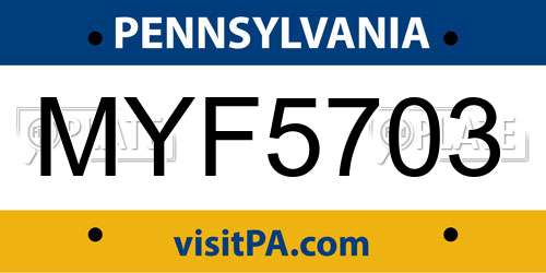 MYF5703 Pennsylvania License Plate