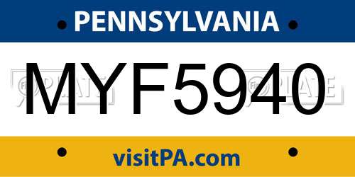 MYF5940 Pennsylvania License Plate